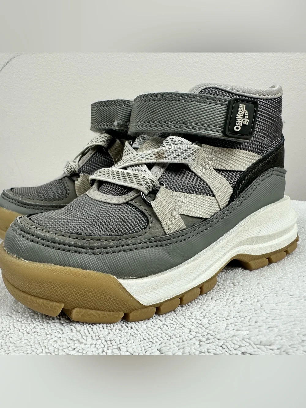 OshKosh B'gosh Baby Toddler Grey and White High-Top Boot Sneakers